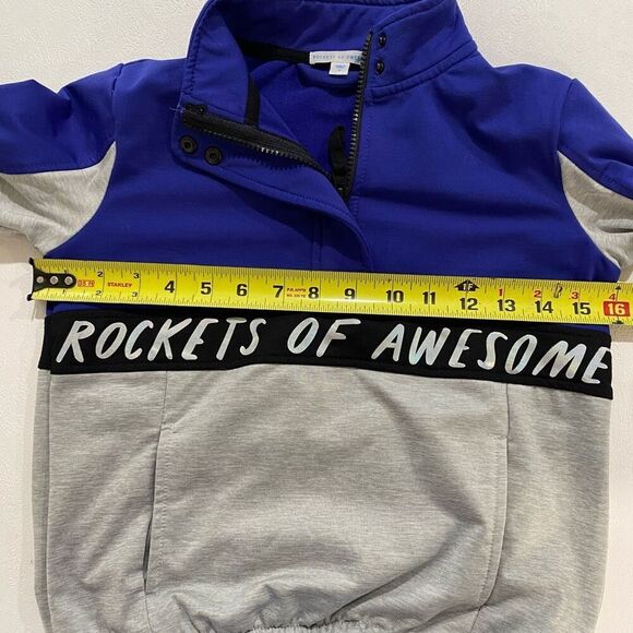 Rockets of Awesome Girls Size 7 Blue & Gray Quarter-Zip Pullover Sweatshirt - Picture 4 of 4